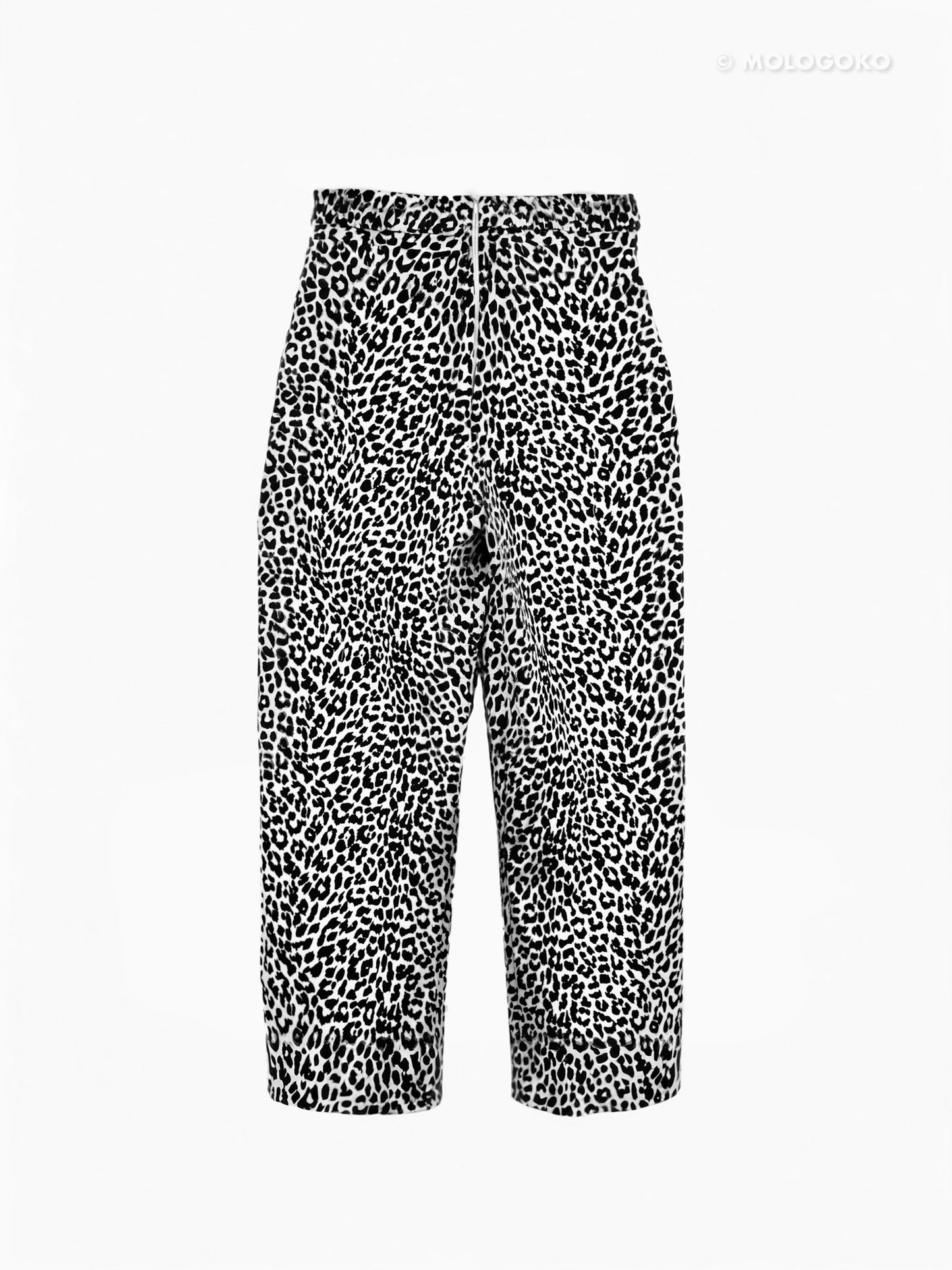 Leopard Stretch Cotton Twill Trousers - Mologoko Couture