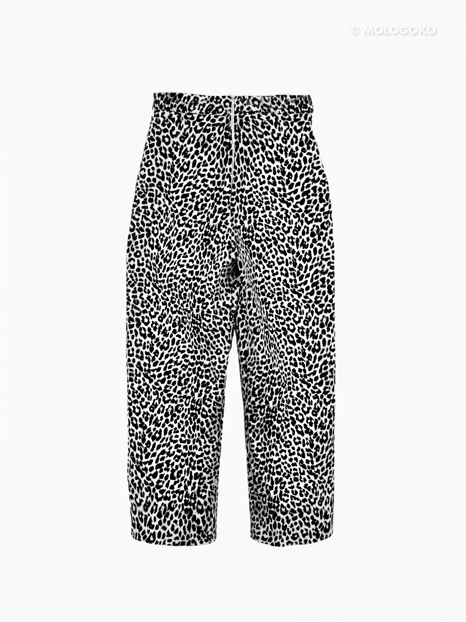 Leopard Stretch Cotton Twill Trousers - Mologoko Couture
