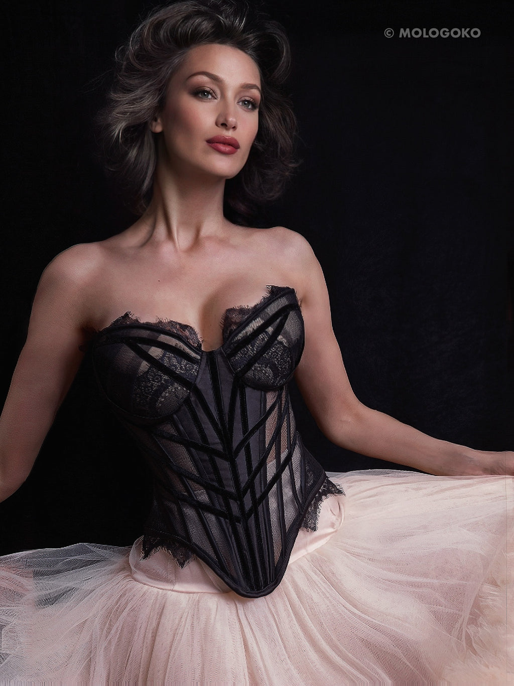 Chapel Window Corset Black - Mologoko Couture