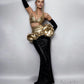 Base Faux Suede and Neoprene Finger Evening Gloves - Mologoko Couture