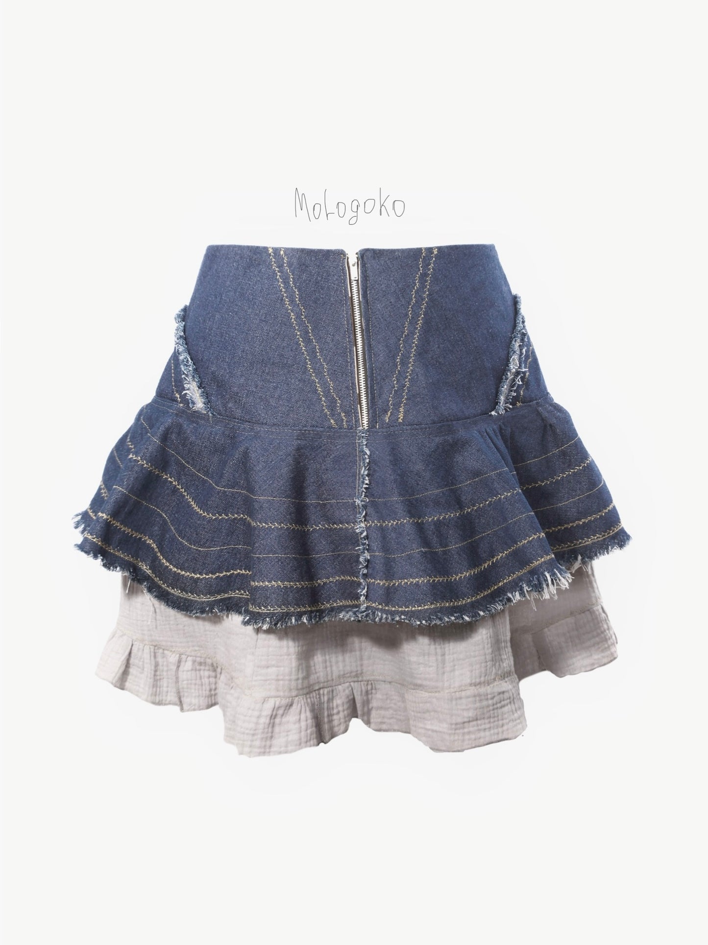 Denim Cotton Gauze Miniskirt