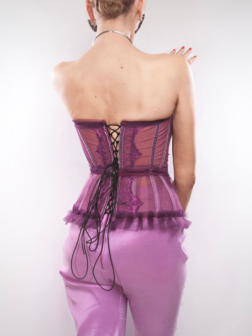 Purple Pink Rose Corset - Mologoko Couture