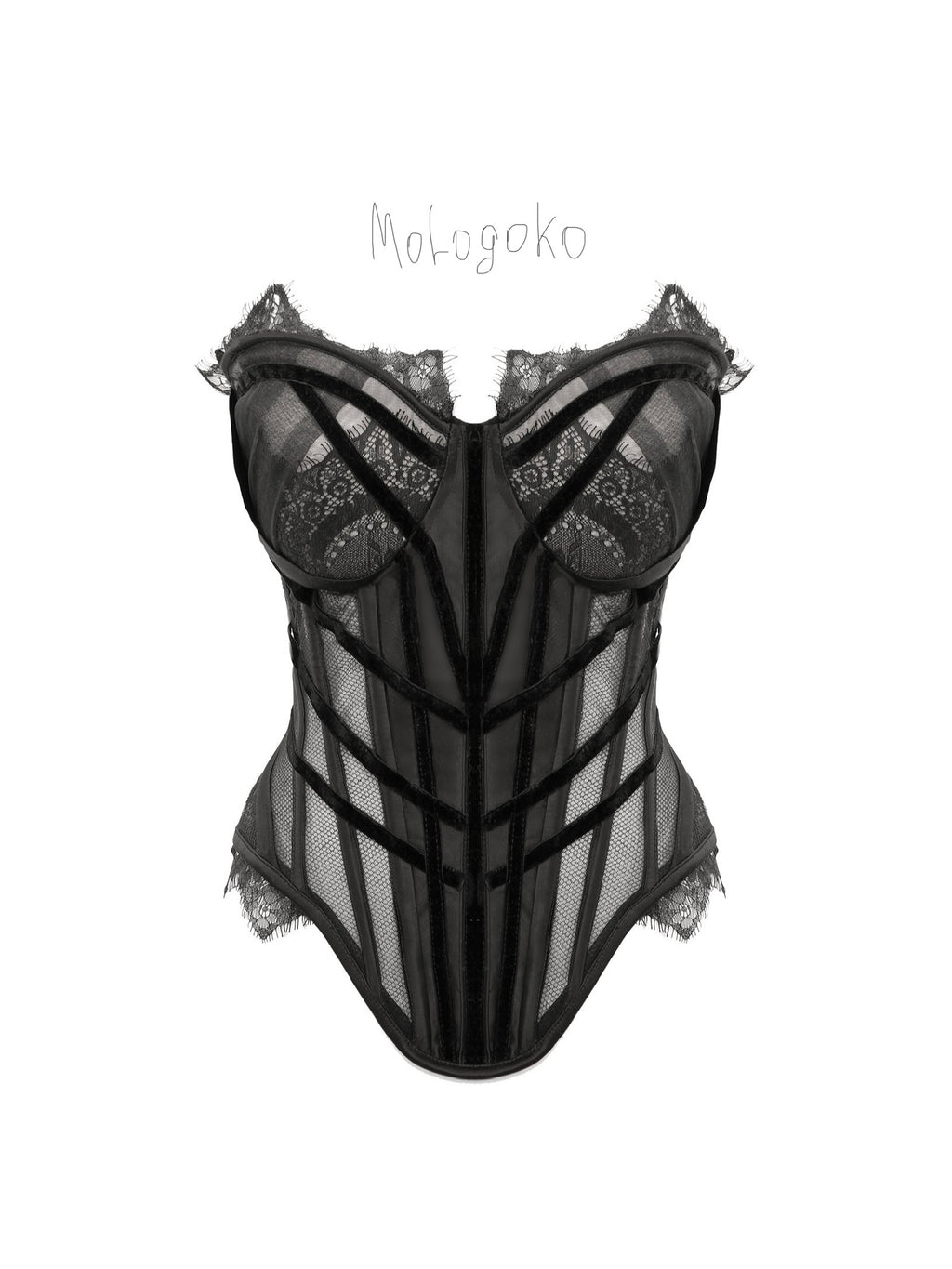 Chapel Window Corset Black - Mologoko Couture