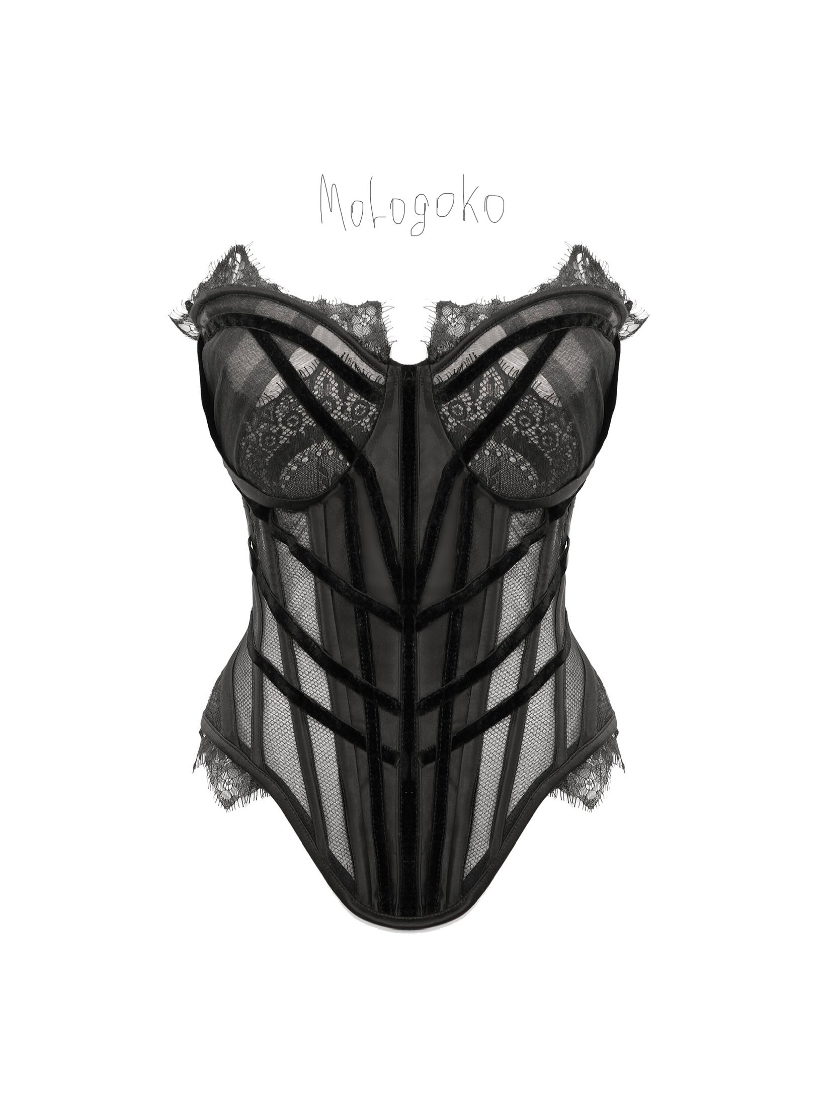 Chapel Window Corset Black - Mologoko Couture
