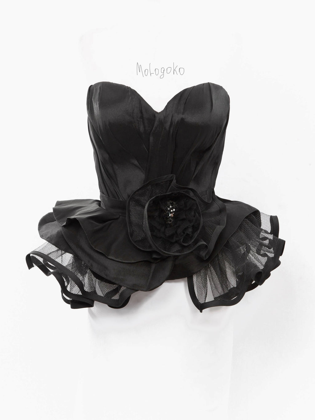 Dina Red Carpet Style Corset with Peplum and Flower - Mologoko Couture