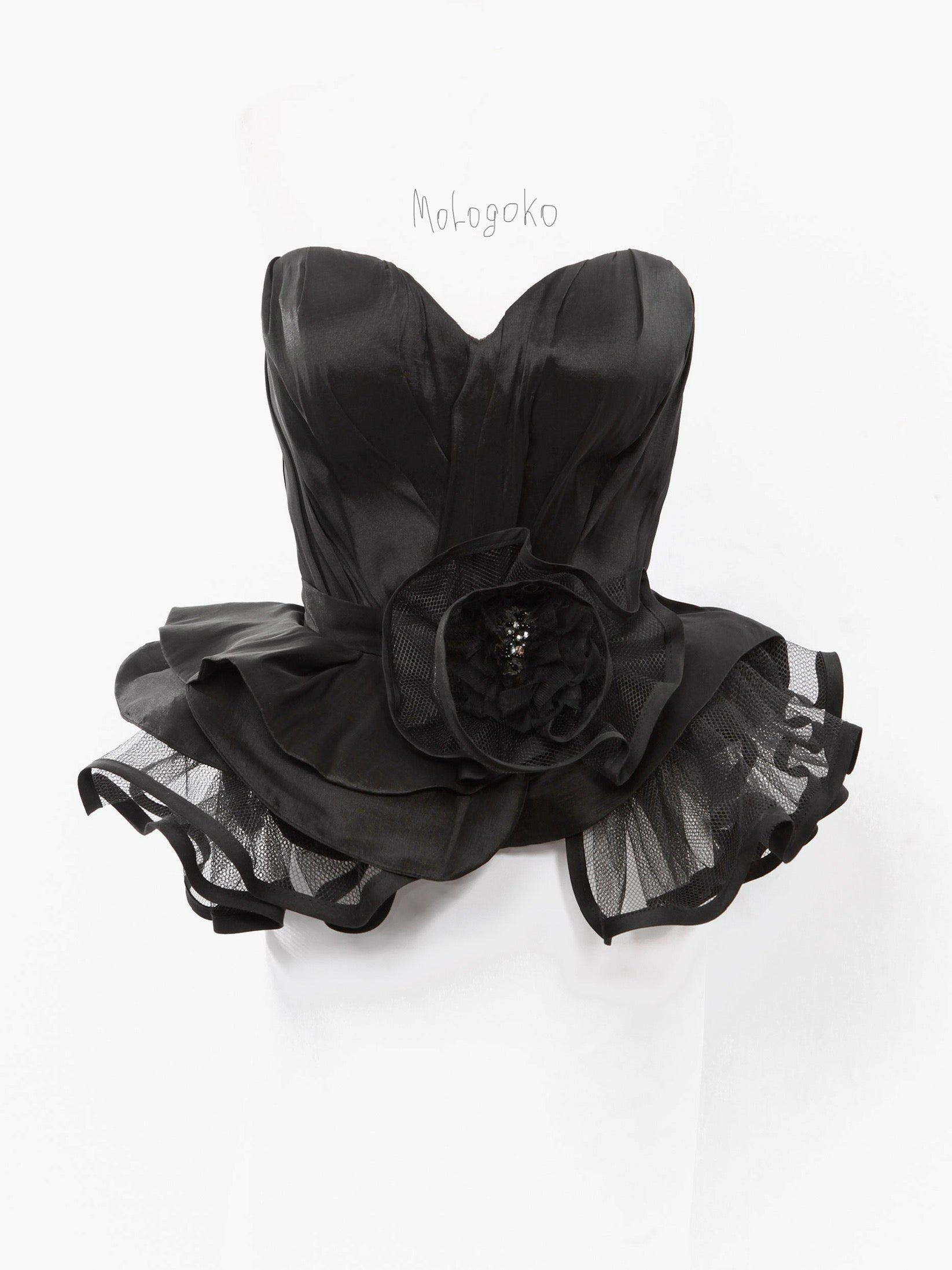 Dina Red Carpet Style Corset with Peplum and Flower - Mologoko Couture