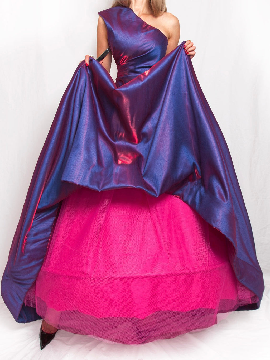 Purple and Pink Two-toned taffeta one of a kind gown - Mologoko Couture