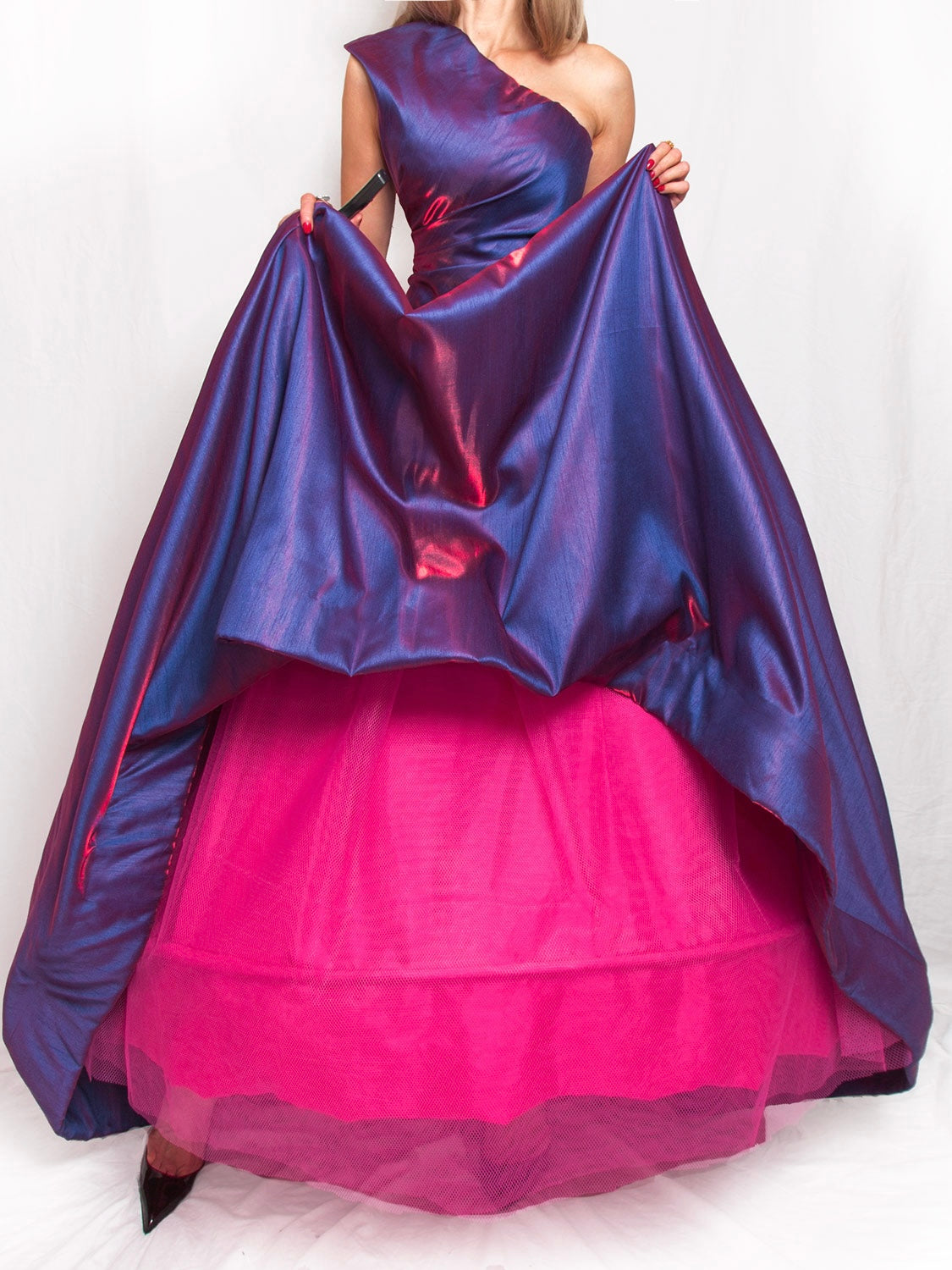 Purple and Pink Two-toned taffeta one of a kind gown - Mologoko Couture