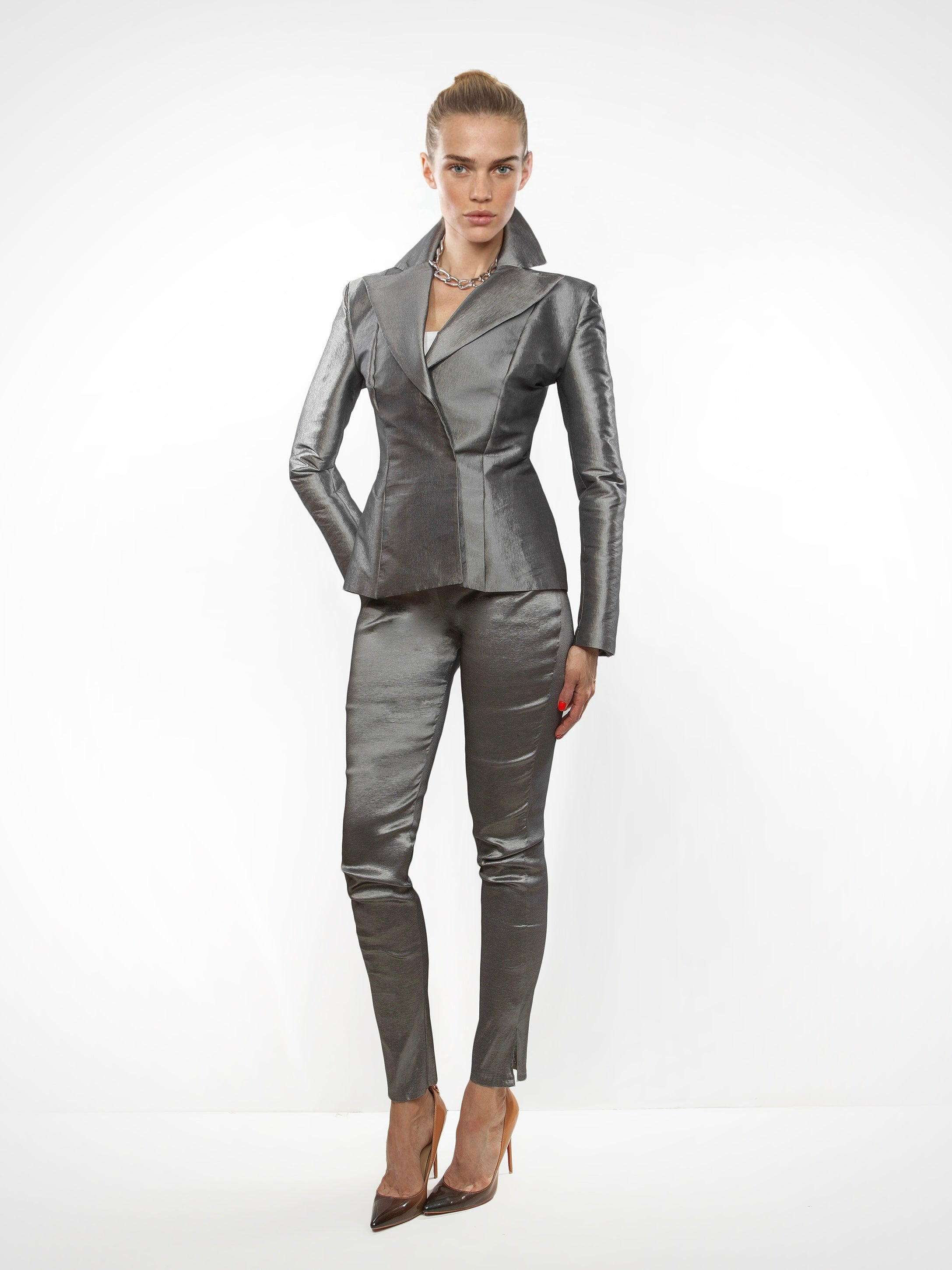 Stretch Taffeta Light Pantsuit - Mologoko Couture