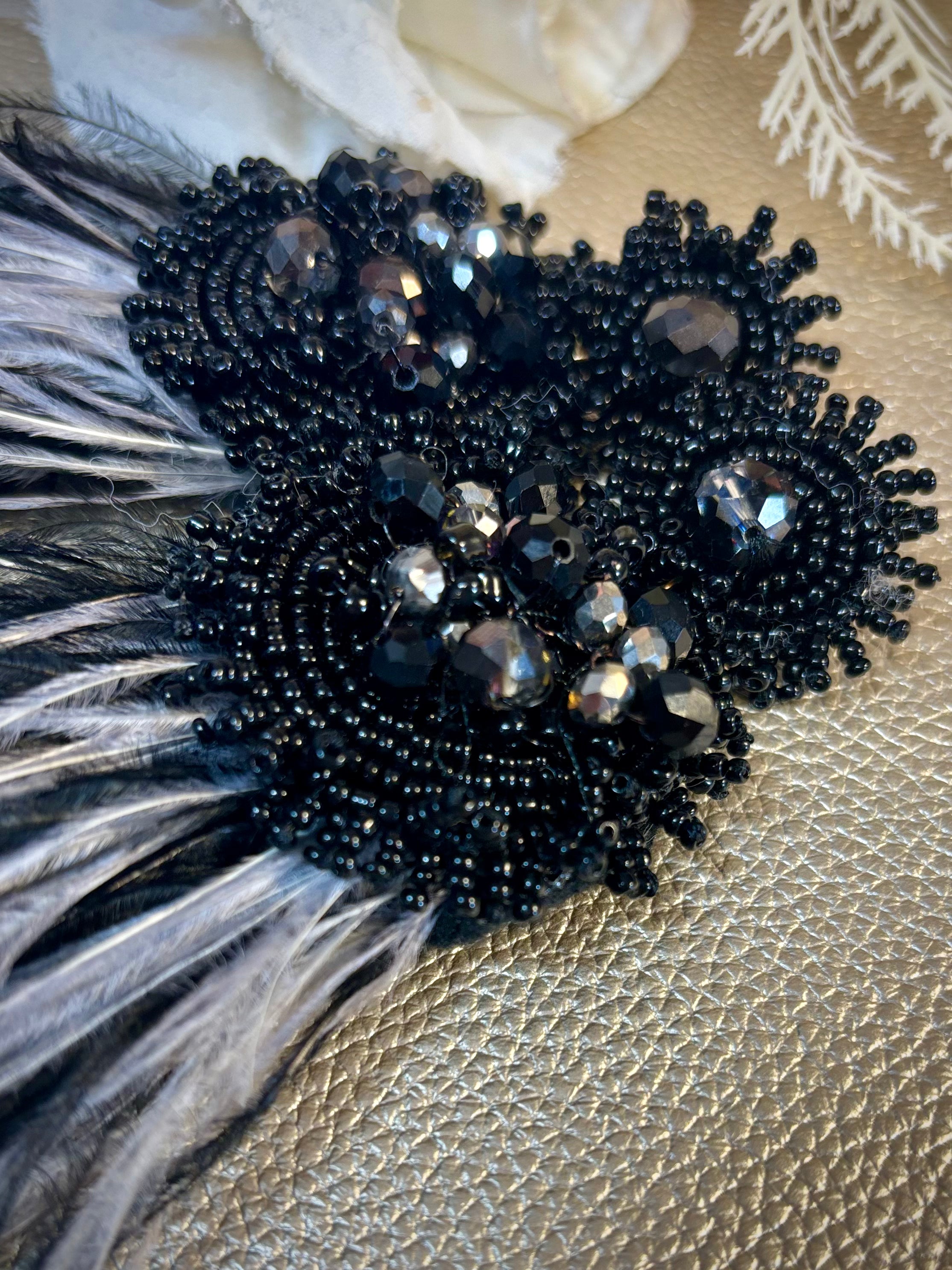Black and Grey TWO TONE BEADED STATEMENT EARRINGS - Mologoko Couture