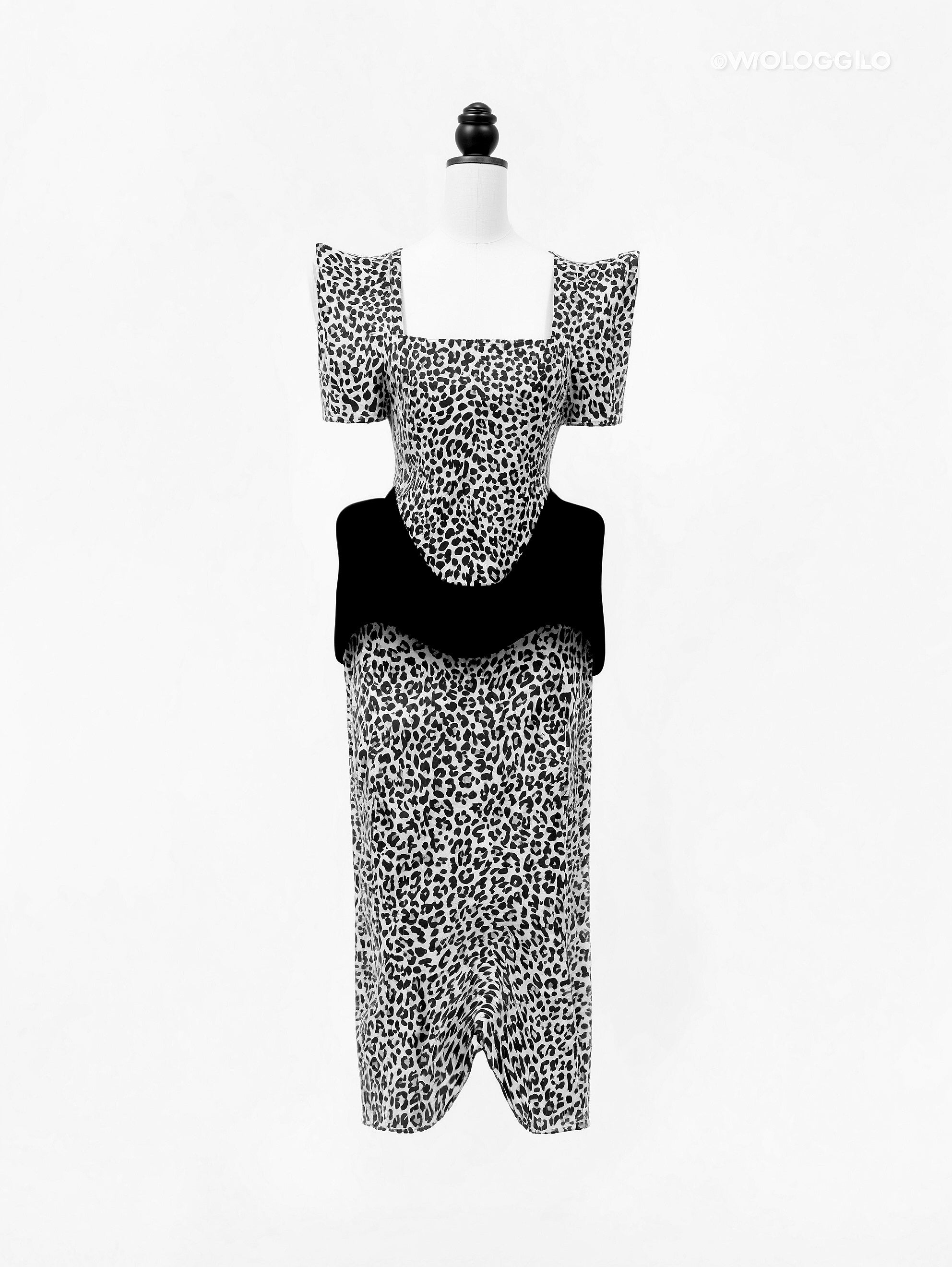 Leopard Stretch Cotton Twill Corseted To with Sleeves - custom. made fashion