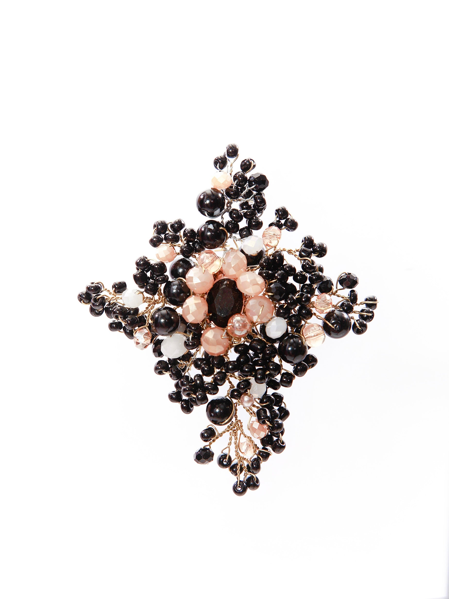 Black and Gold Gothic Large Hand Beaded Ring - Mologoko Couture