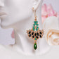 Marcella Hand Beaded Drop Green Gold Earrings - Mologoko Couture