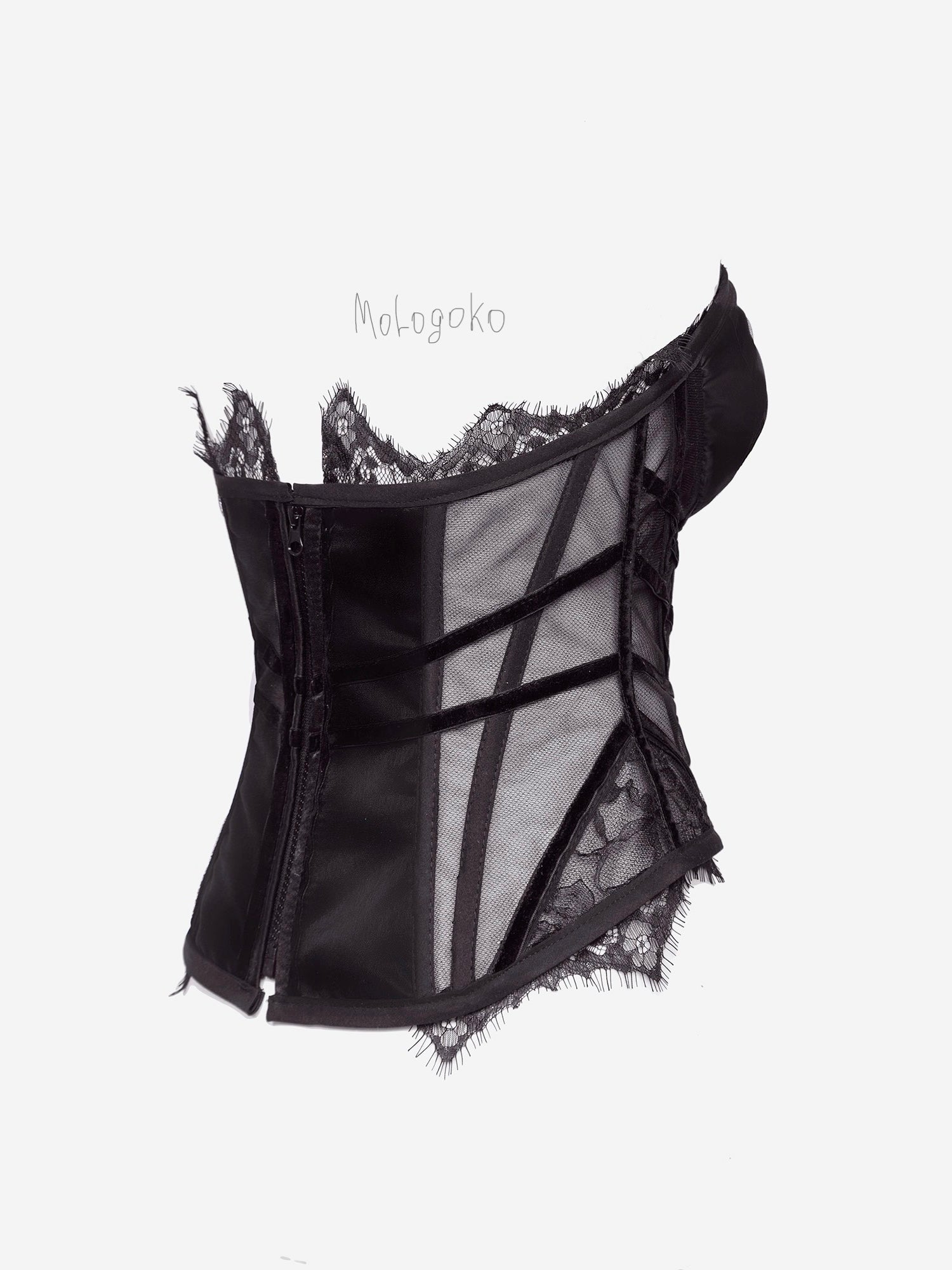 Chapel Window Corset Black - Mologoko Couture