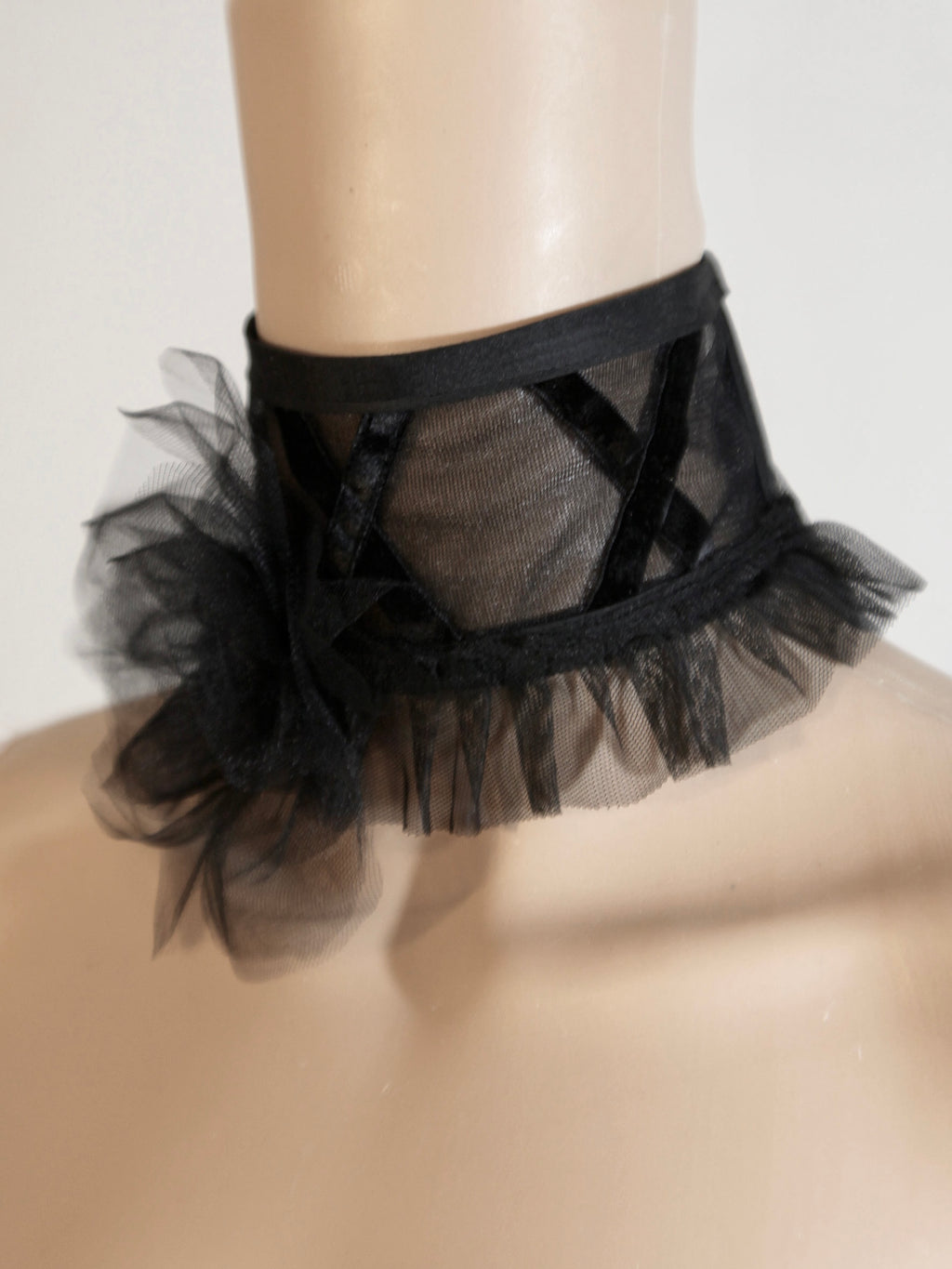 Black Tulle Flower Choker - Mologoko Couture