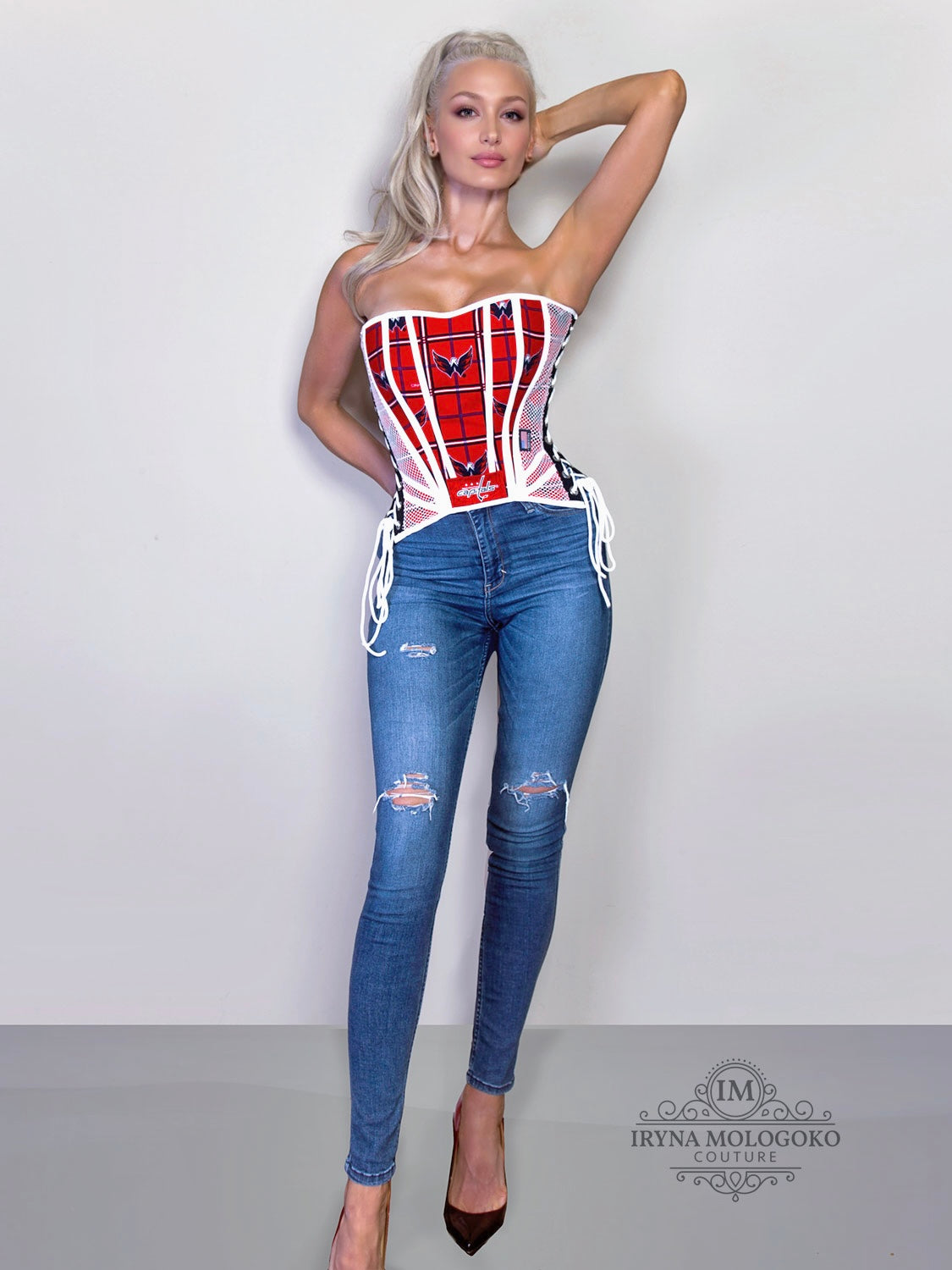Washington Capitals Hockey Team Corset Bustier Top - Mologoko Couture