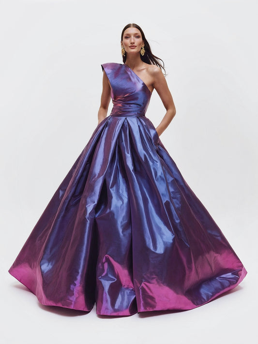 Purple and Pink Two-toned taffeta one of a kind gown