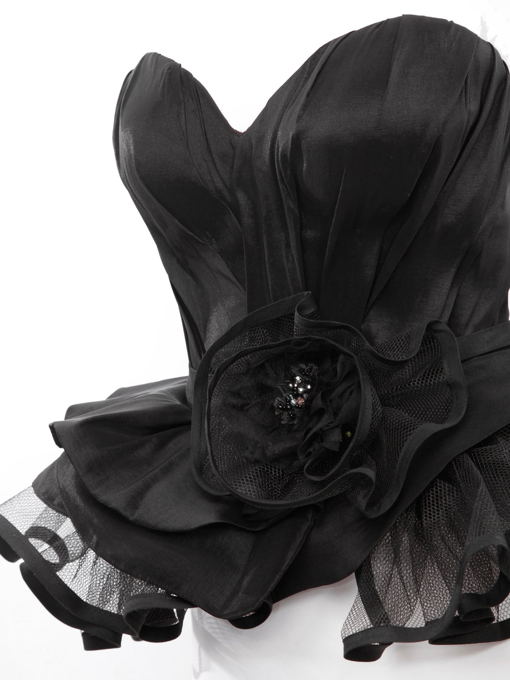 Dina Red Carpet Style Corset with Peplum and Flower - Mologoko Couture