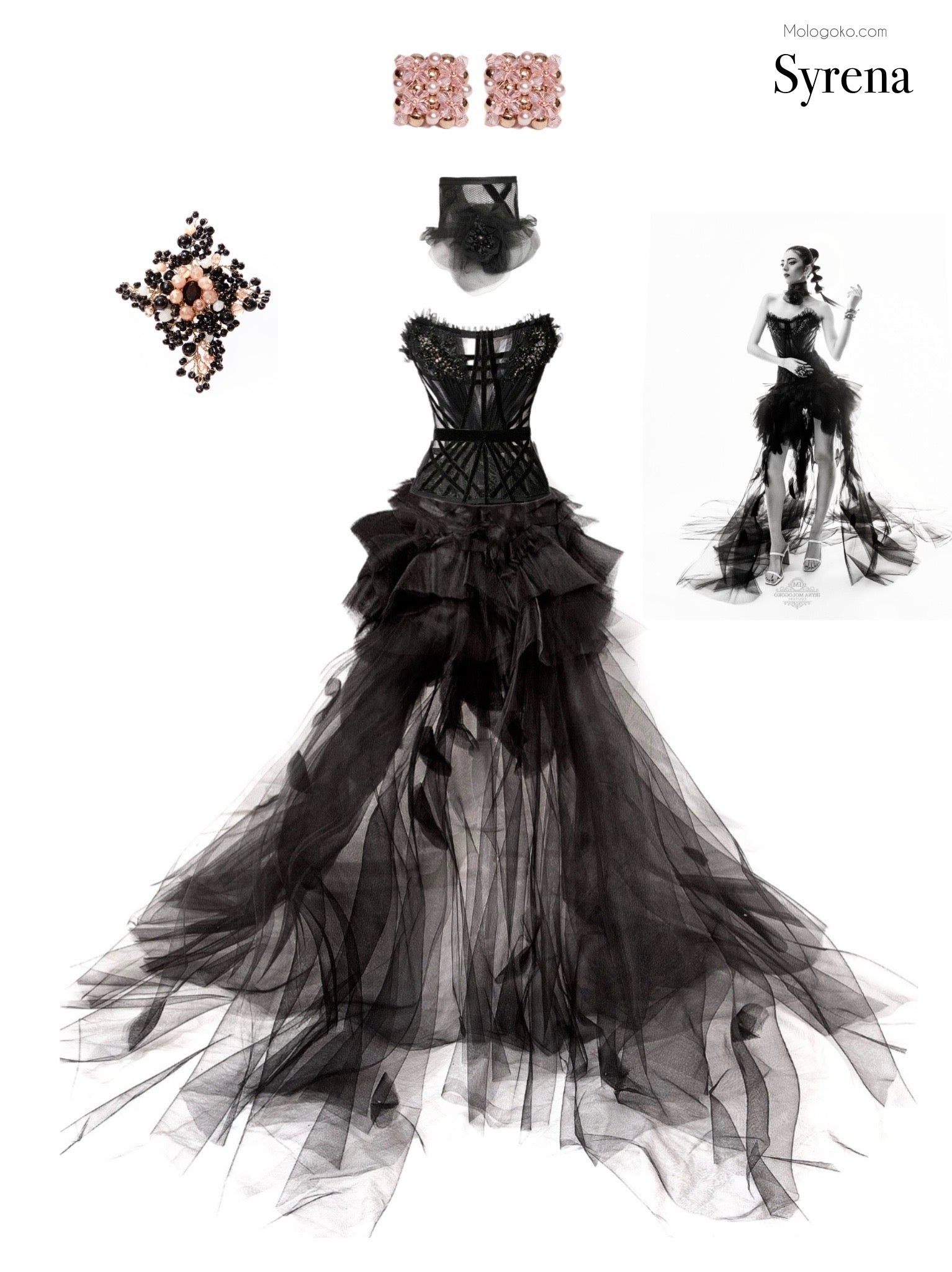 Black Tulle Flower Choker - Mologoko Couture