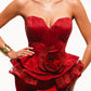 Dina Red Carpet Style Corset with Peplum and Flower