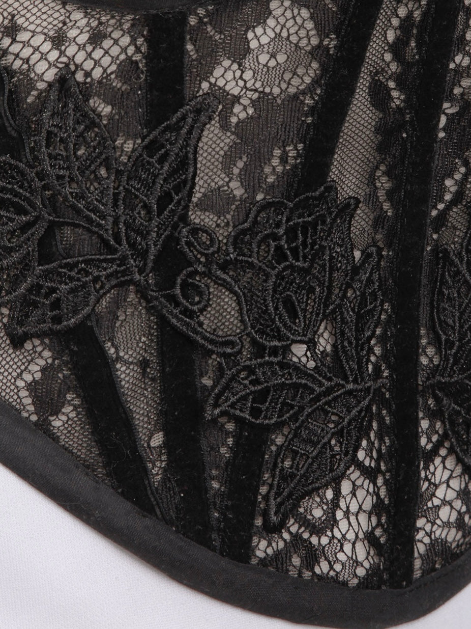 The Chapel Window Butterfly Bustier in Black - Mologoko Couture