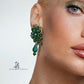 Emerald Green and Gold Hand Beaded Stud Earrings - Mologoko Couture