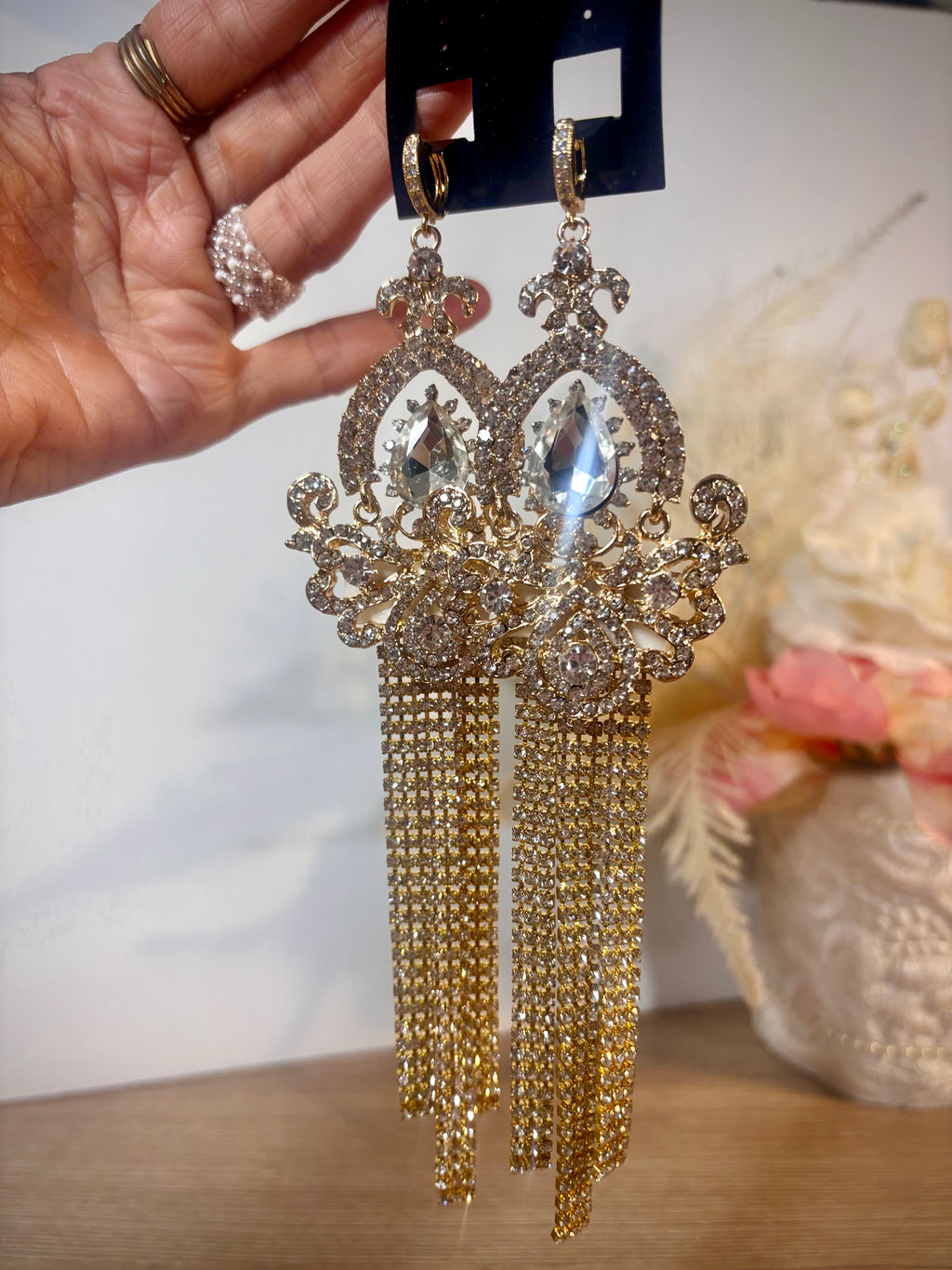 Princess Gold Extra Large Dangle Statement Earrings - Mologoko Couture