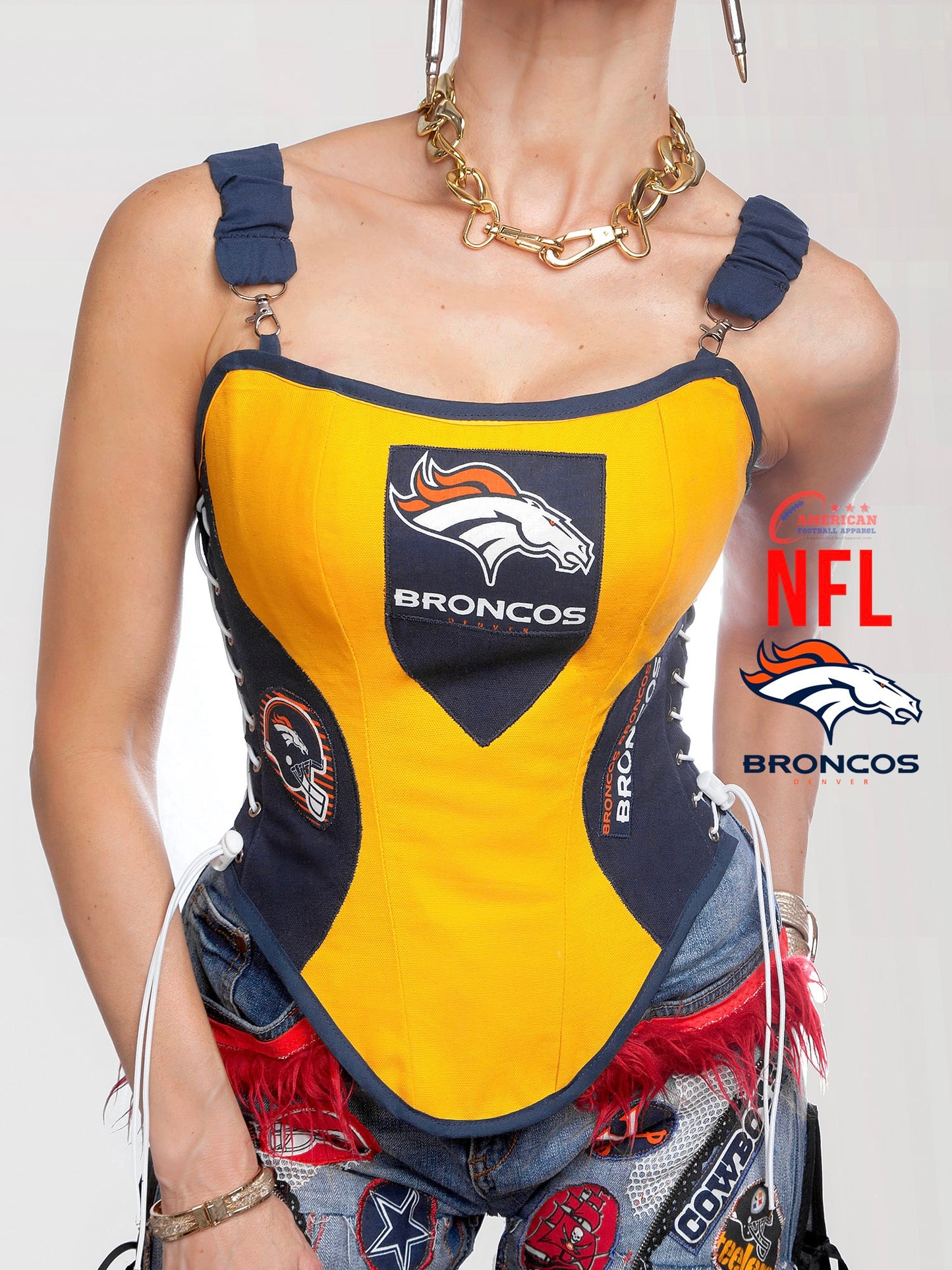 Denver BRONCOS Football Team Corset Bustier Top