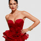 Dina Red Carpet Style Corset with Peplum and Flower