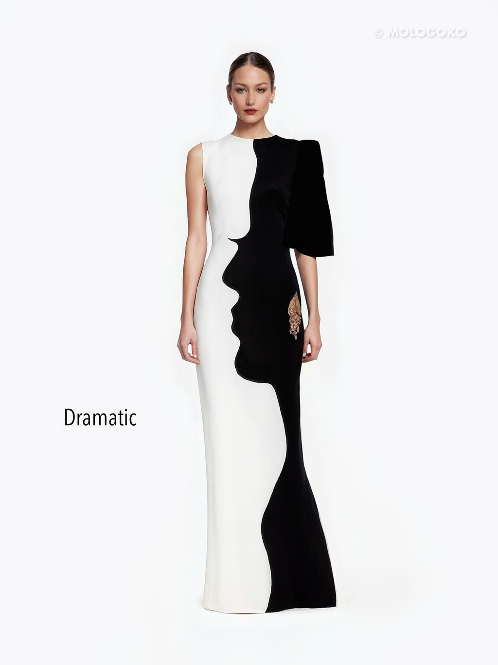 DRAMATIC MAXI FACE GOWN - Mologoko Couture