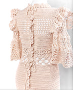 Dita Crochet Maxi Dress with Lacy Sleeves - Mologoko Couture