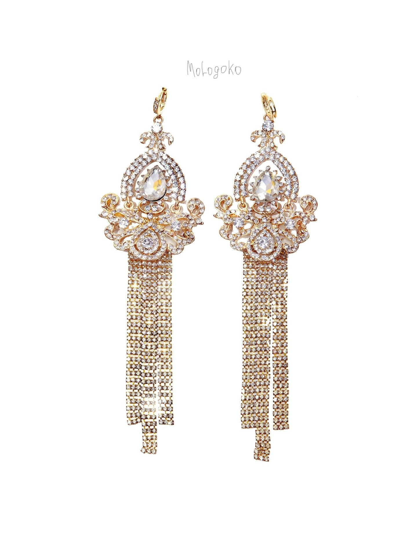 Princess Gold Extra Large Dangle Statement Earrings