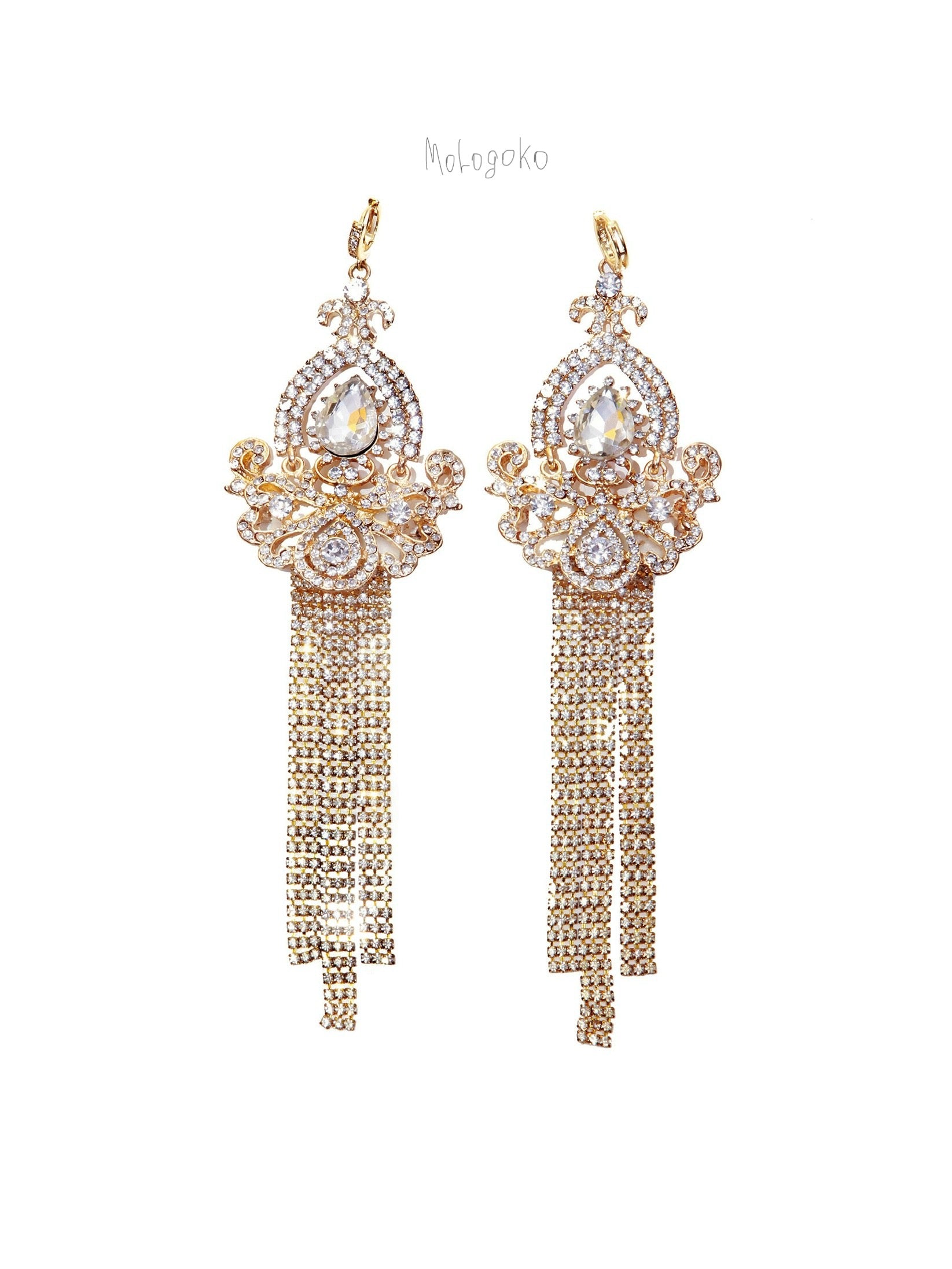 Princess Gold Extra Large Dangle Statement Earrings - Mologoko Couture