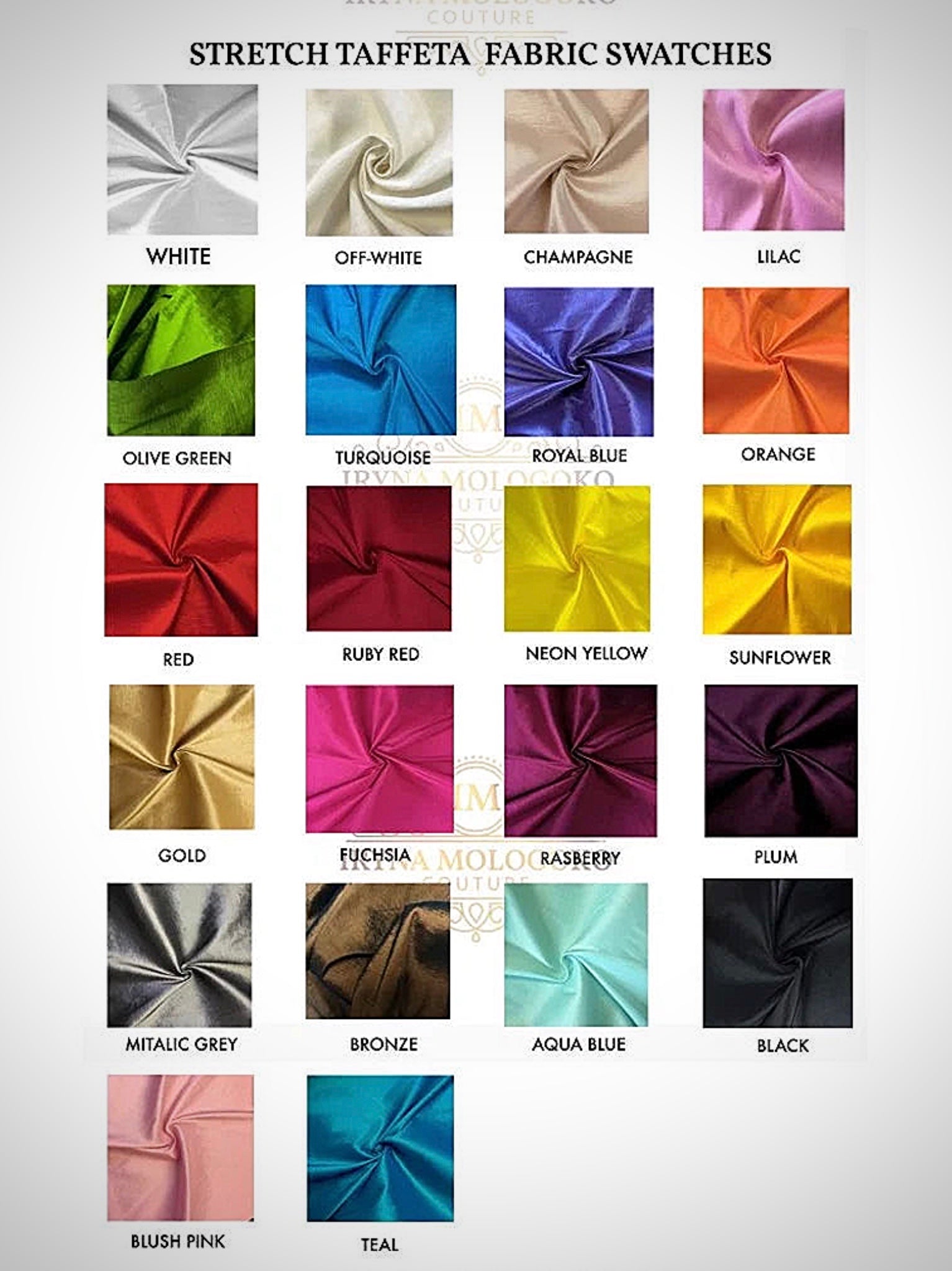 Bubble Mini Taffeta Skirt - custom made red carpet skirts in USA color chart