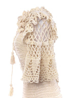 Dita Crochet Maxi Dress with Lacy Sleeves - Mologoko Couture