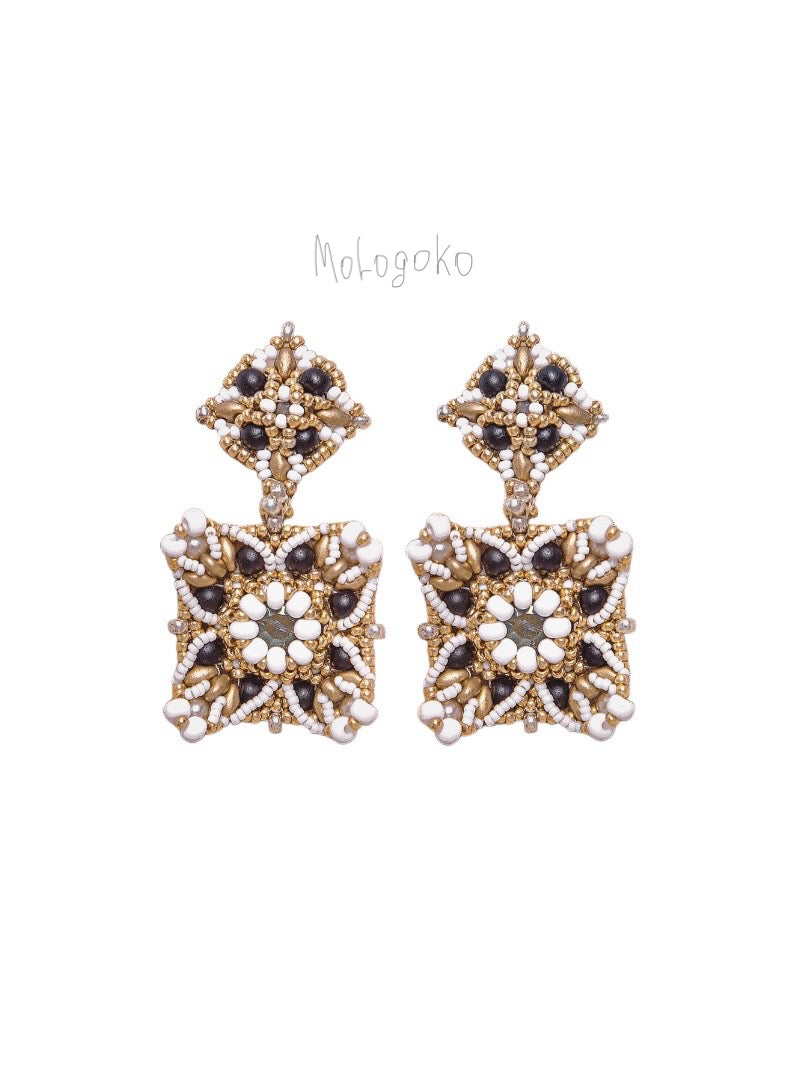 Juno Italian Style Beaded Large Earrings - Mologoko Couture