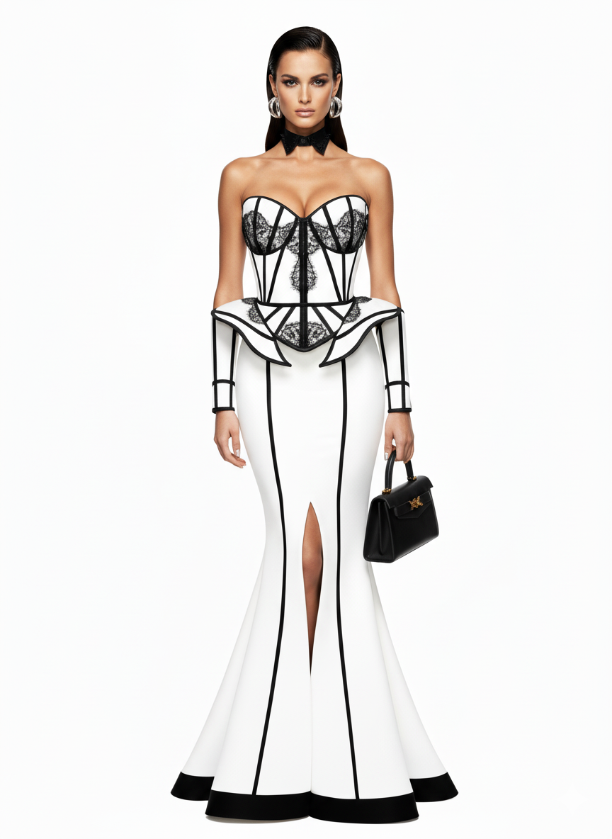 Chapel Window Evening Mermaid Style Front Slit Skirt