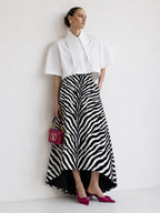 The Zebra Mirage High-Low Cotton Maxi Skirt