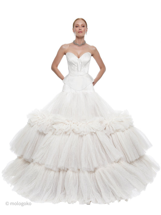 Mira Champagne Tulle Two Tiers Ball Gown Skirt