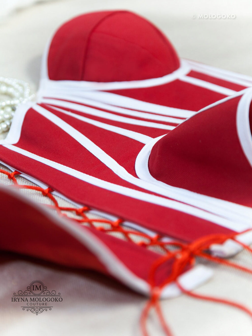 Red Porsche Front Zipper Corset - Mologoko Couture