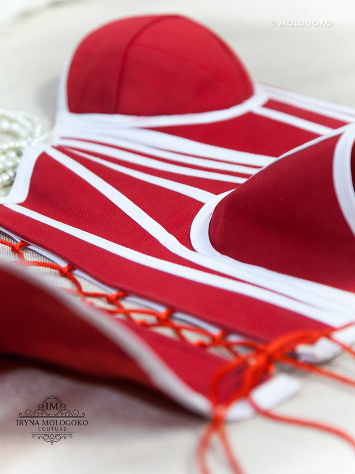 Red Porsche Front Zipper Corset - Mologoko Couture