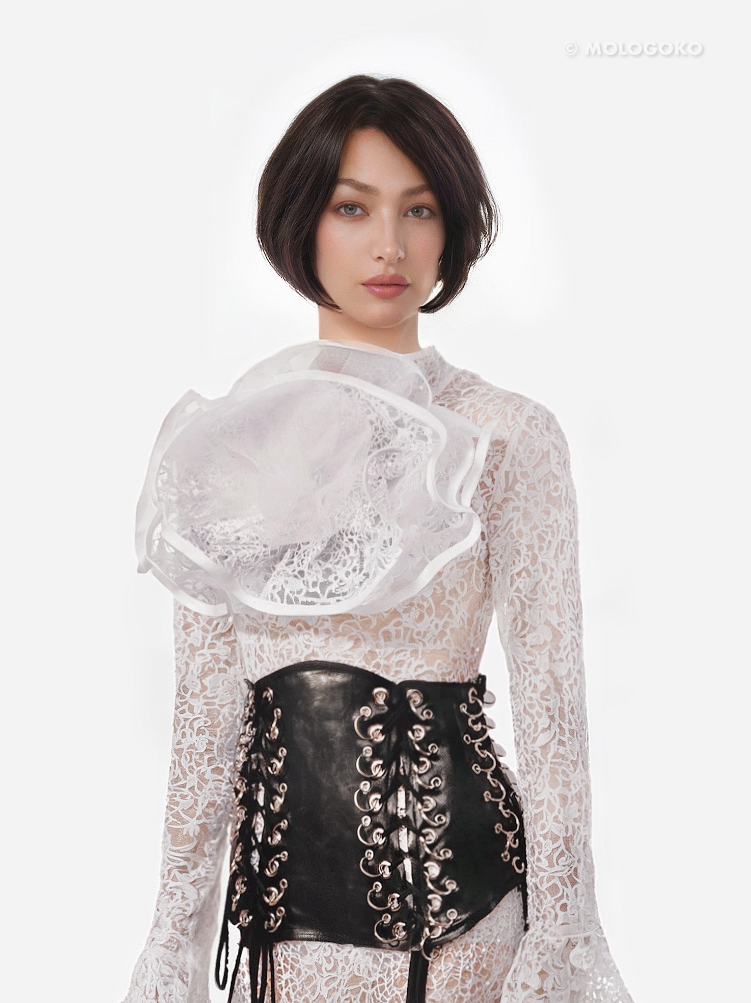Faux Leather Key Chain Corseted Belt - Mologoko Couture