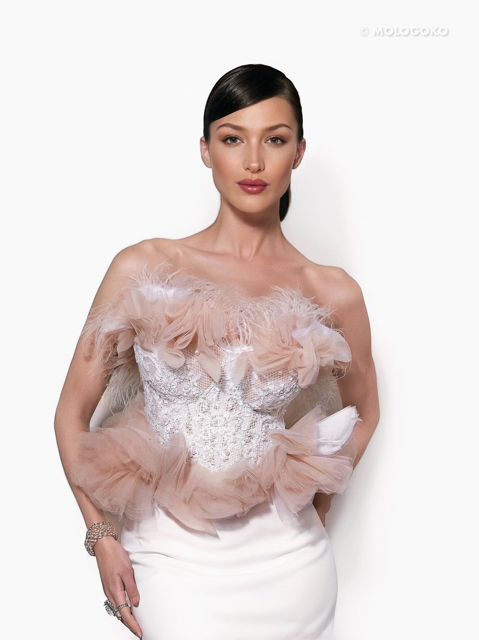 White Swan Red Carpet Style Wedding Corset - Mologoko Couture