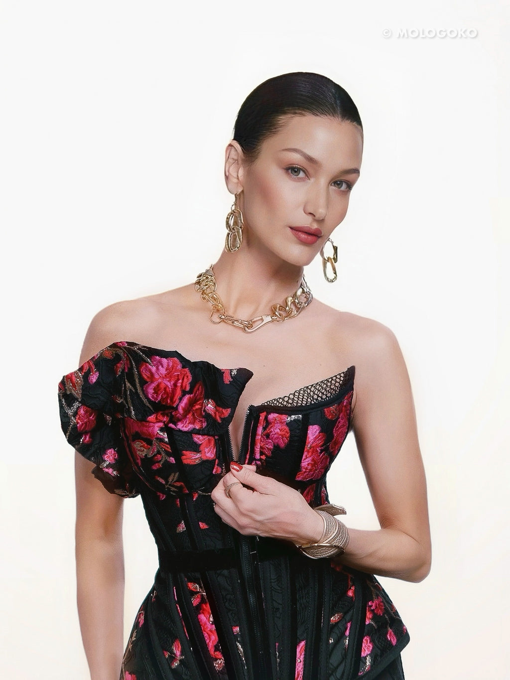 Carmelita Asymmetrical Front Zipper Corset - Mologoko Couture