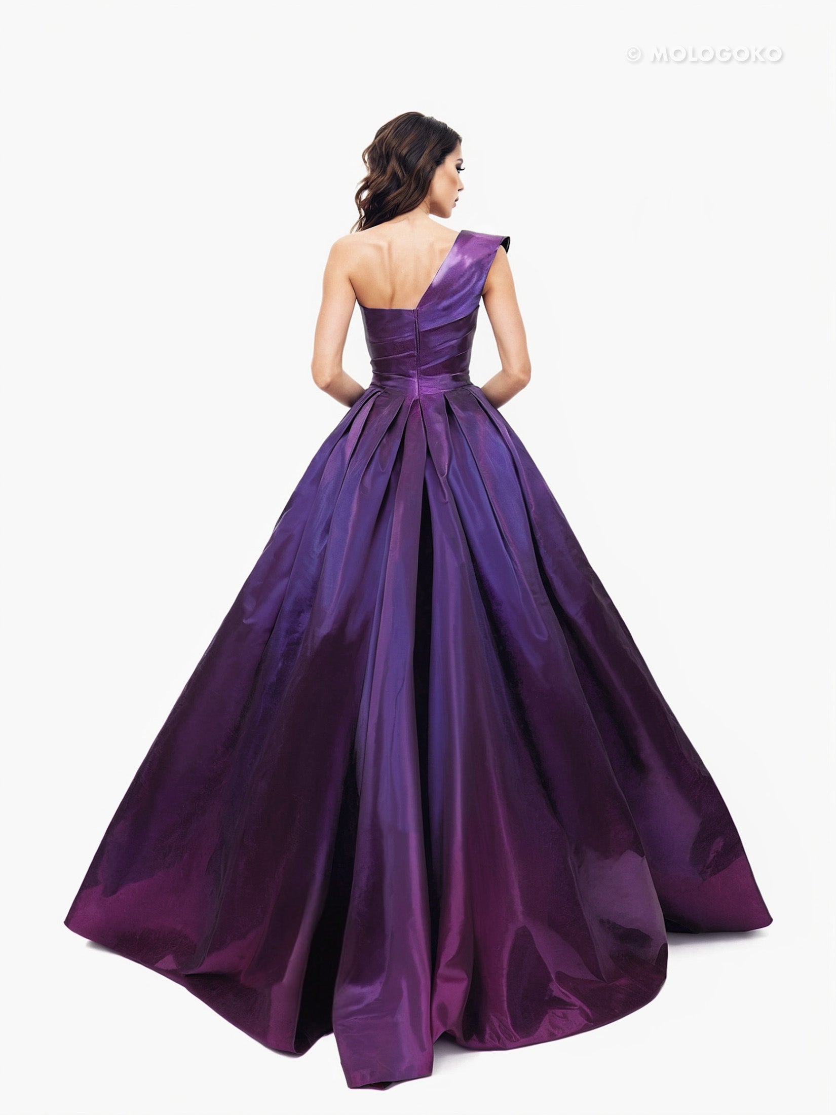 Purple and Pink Two-toned taffeta one of a kind gown - Mologoko Couture