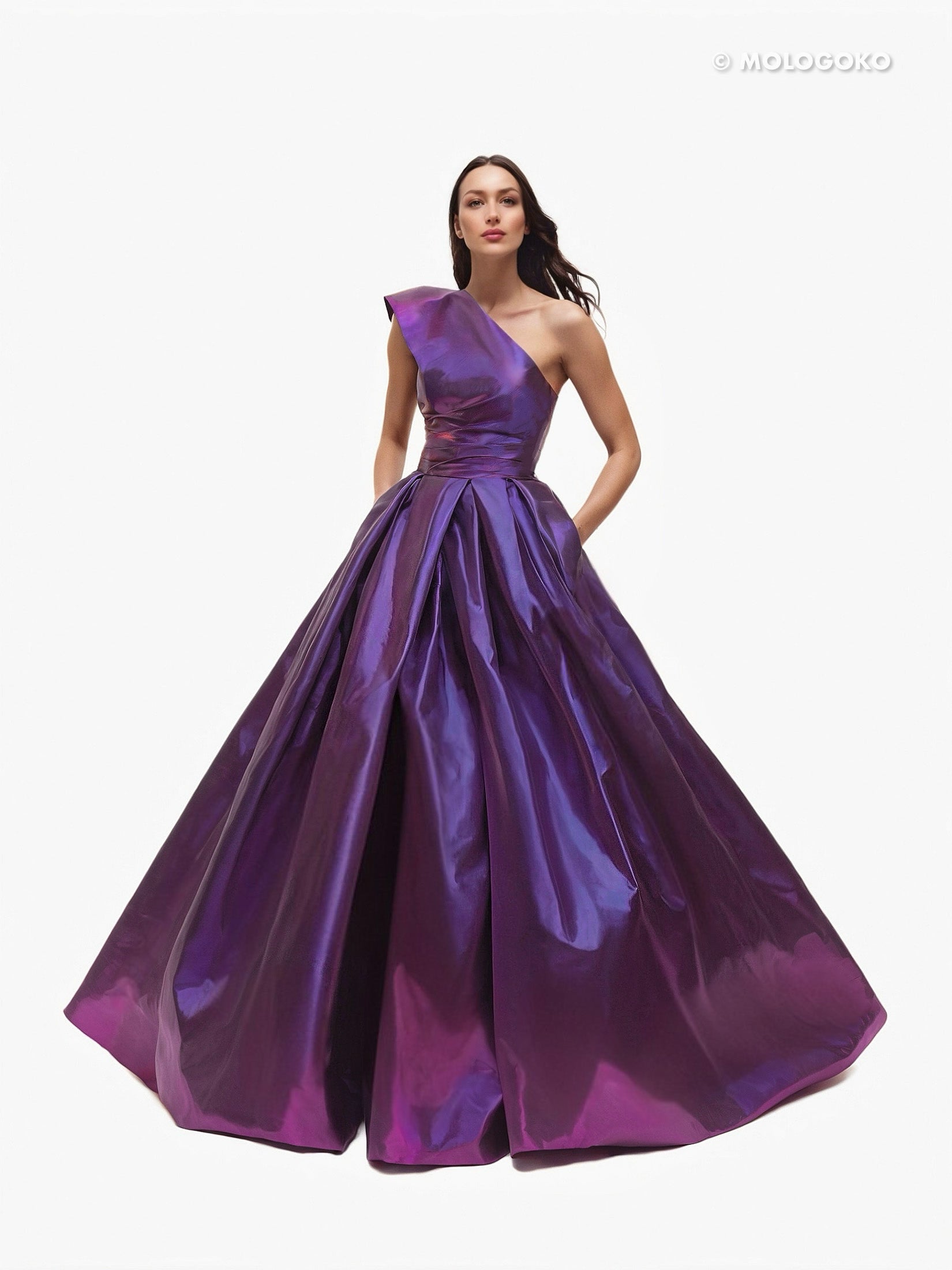Purple and Pink Two-toned taffeta one of a kind gown - Mologoko Couture