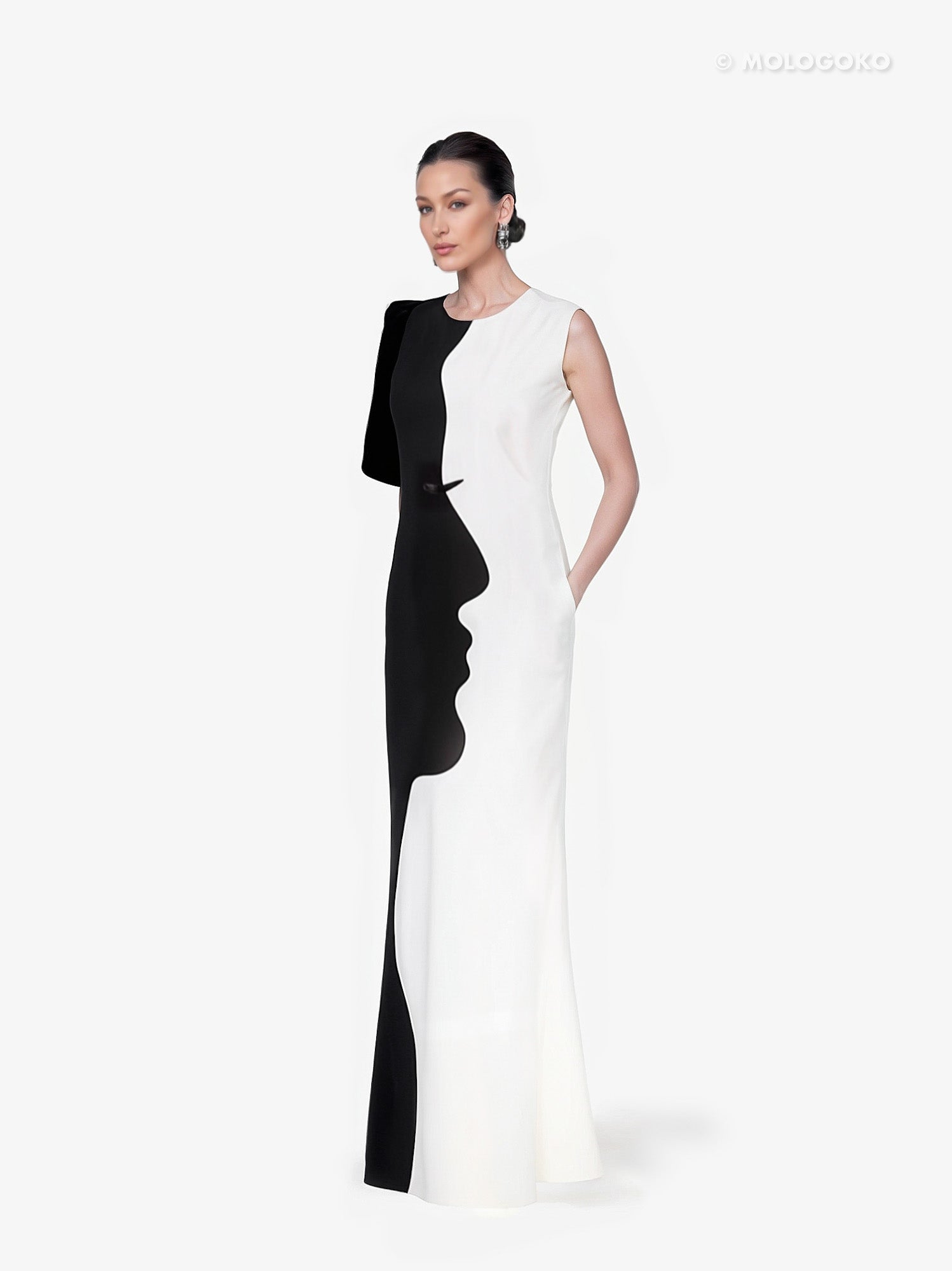 DRAMATIC MAXI FACE GOWN - Mologoko Couture