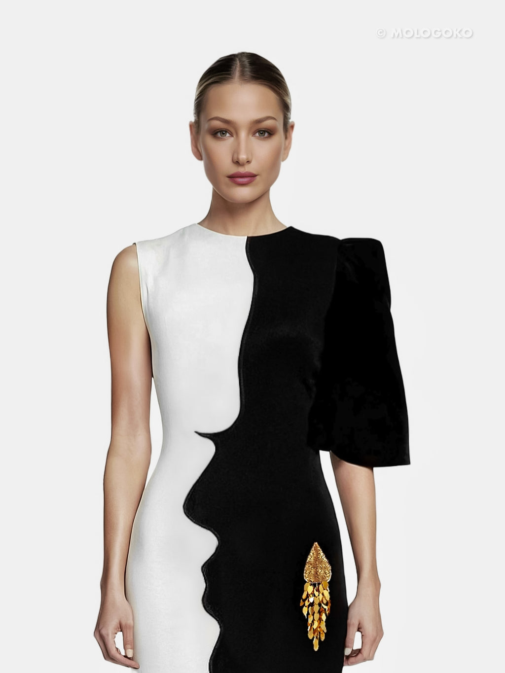 DRAMATIC MAXI FACE GOWN - Mologoko Couture