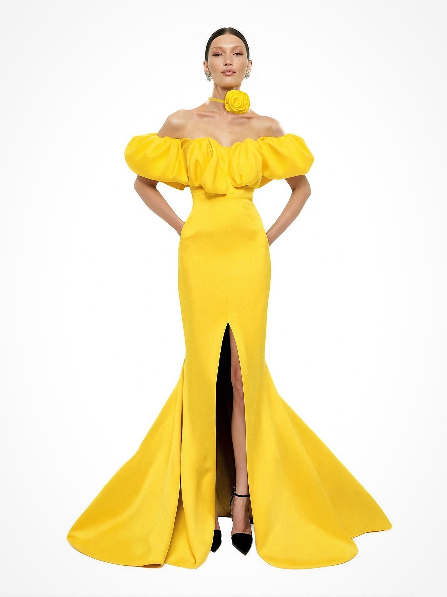 Base Taffeta Neck Flower Tie - Mologoko Couture