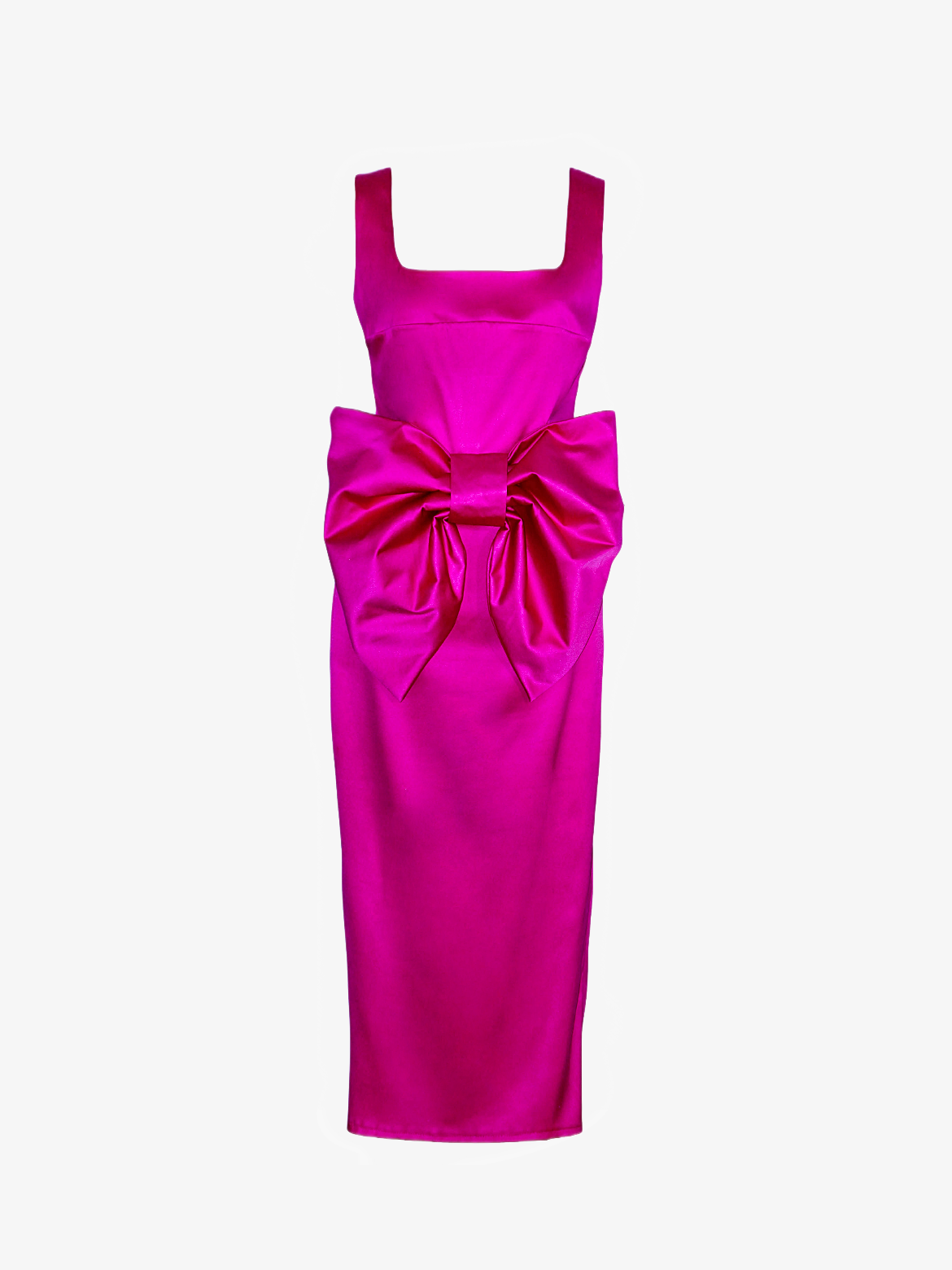 Raspberry Bow Stretch Satin Midi Dress – Mologoko Couture